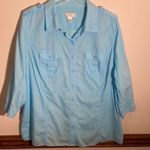 CJ Banks 3/4 Sleeve Aquamarine Blouse